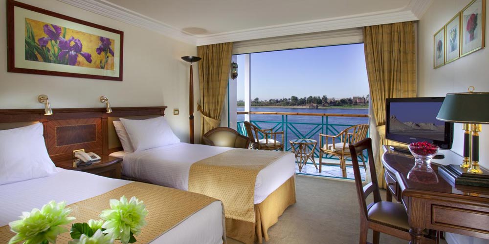 Bedroom of Sonesta Moon Goddess Nile Cruise – Trips in Egypt