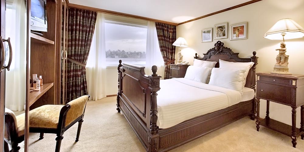 Bedroom of Sonesta Star Goddess Nile Cruise – Trips in Egypt