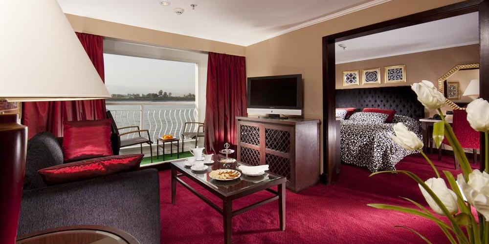 Bedroom of Steigenberger Minerva Nile Cruise – Trips in Egypt