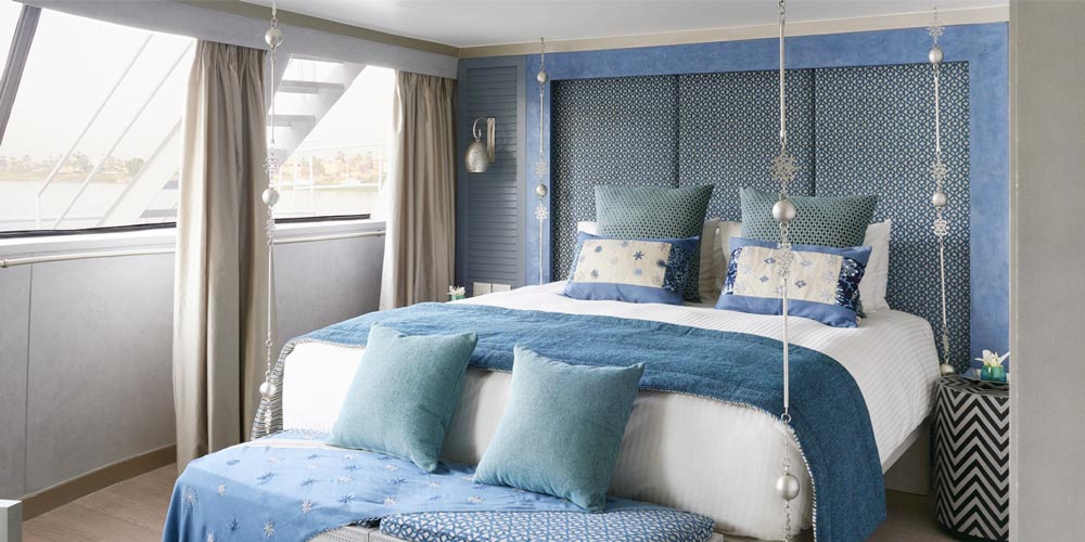 Bedroom of Sanctuary Sun Boat III Nile Cruise – Trips in Egypt