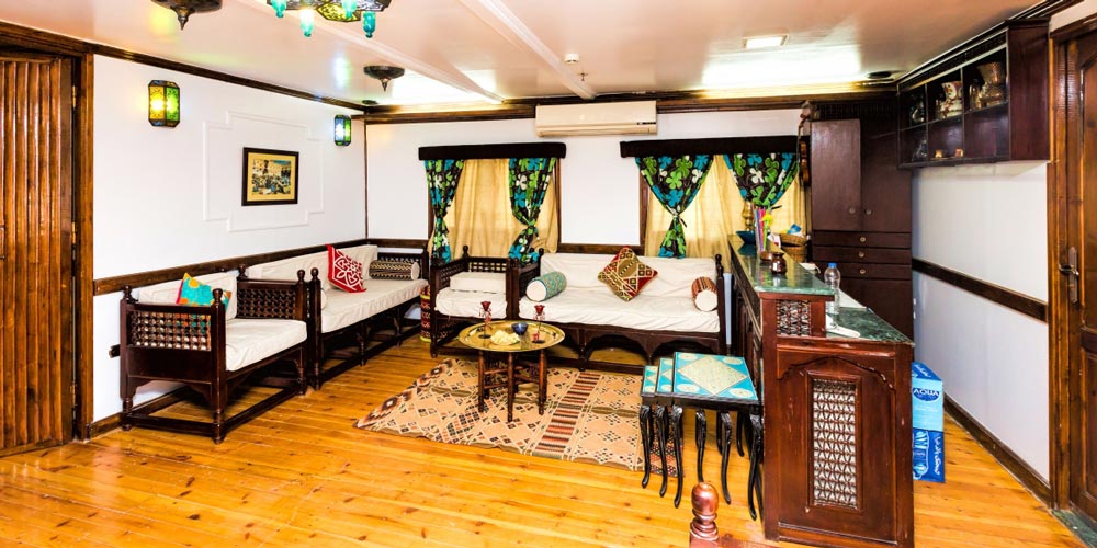 Lower Deck of Amoura Dahabiya Nile Cruise – Trips in Egypt