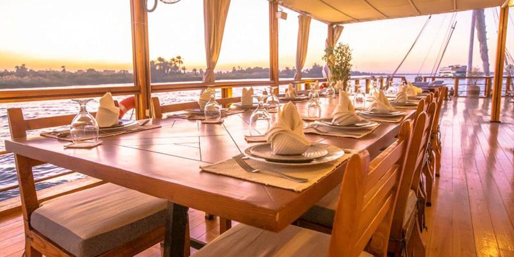 Resturant of Nuun & Nuut Dahabiya Nile Cruise – Trips in Egypt