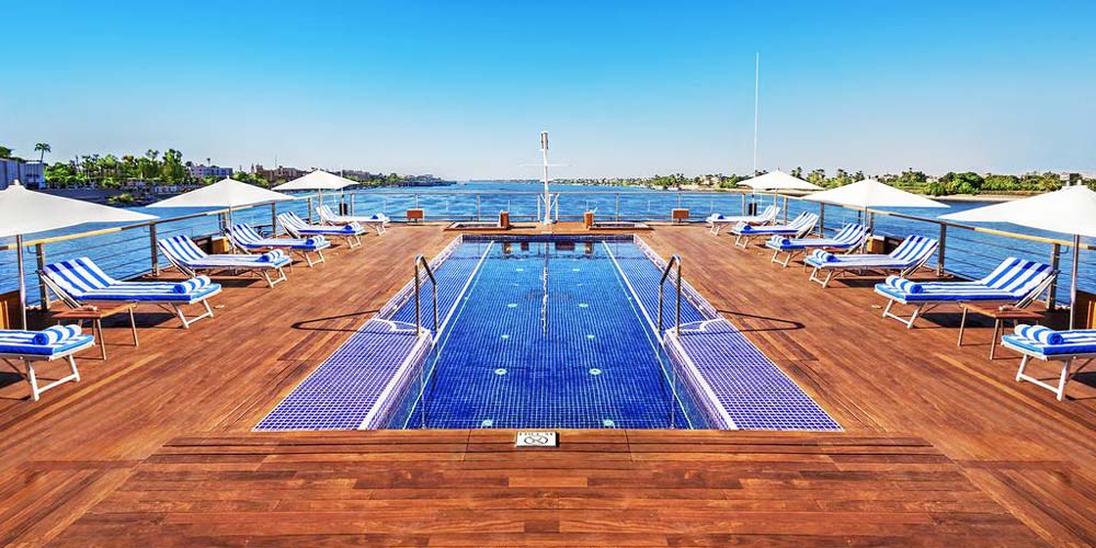 Sun Deck & Pool of Oberoi Zahra Nile Cruise – Trips in Egypt