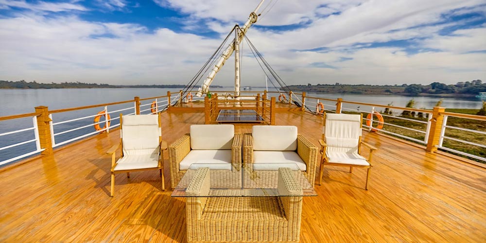 Sun Deck of Aida Dahabiya Nile Cruise – Trips in Egypt