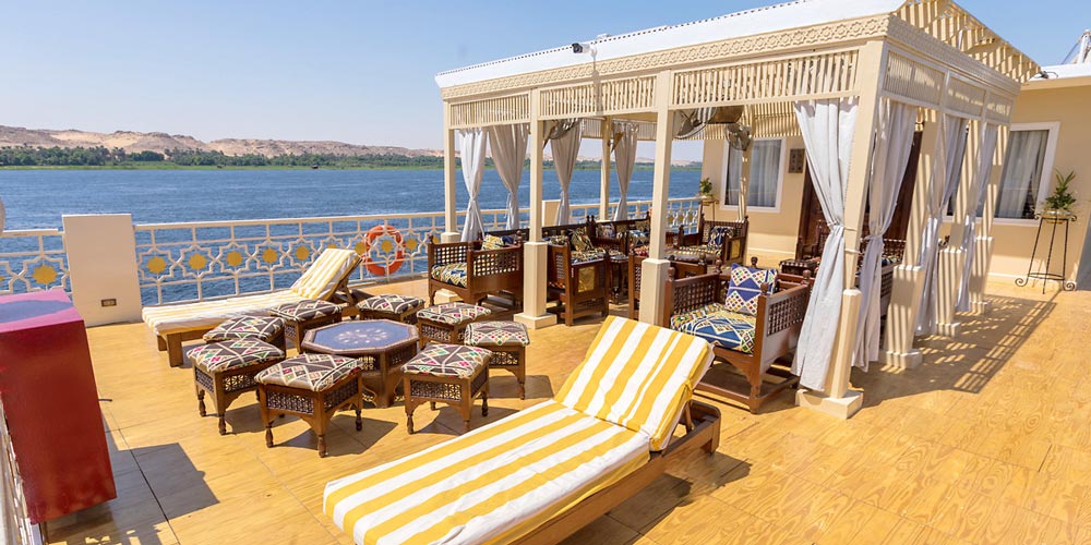 Sun Deck of Asiya Dahabiya Nile Cruise – Trips in Egypt