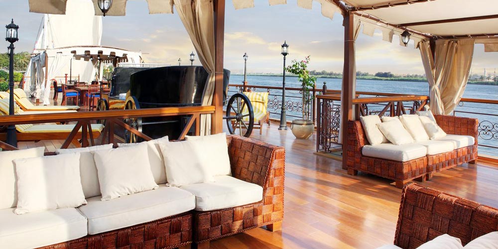 Upper Deck of Sonesta Amirat Dahabiya Nile Cruise – Trips in Egypt