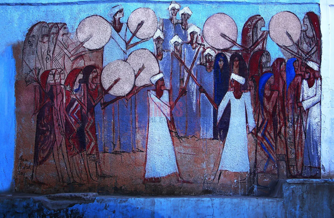 Nubian Art Wall about Marriage in Nubia - Trips in Egypt