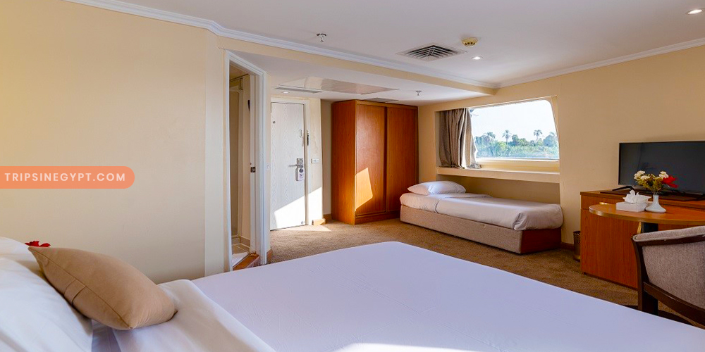 Bedroom of MS Nile Crown I Nile Cruise – Trips in Egypt 1