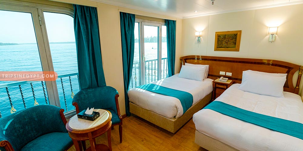 Bedroom of MS Nile Quest Nile Cruise – Trips in Egypt