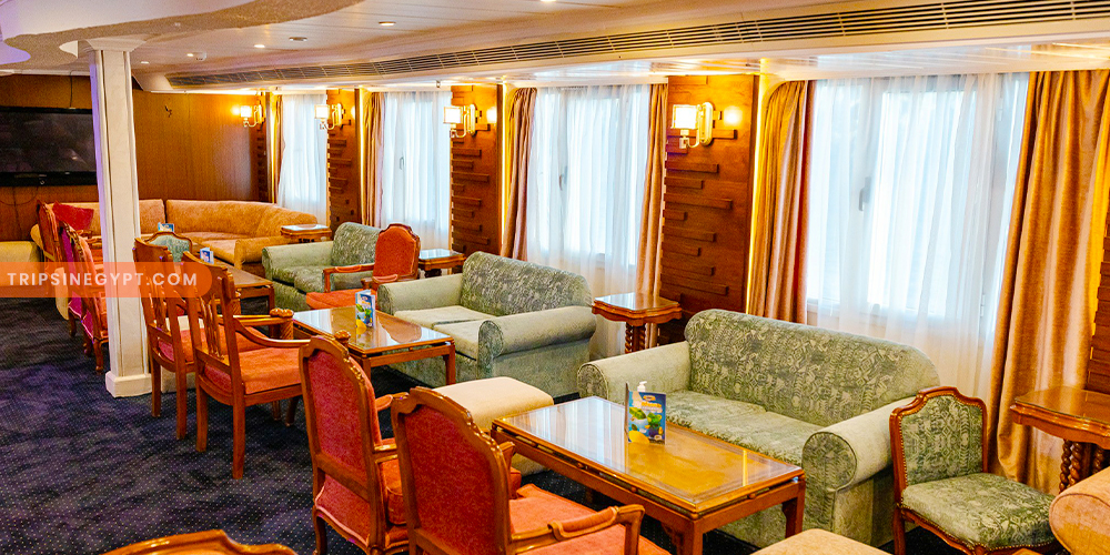 Lounge of MS Nile Quest Nile Cruise – Trips in Egypt