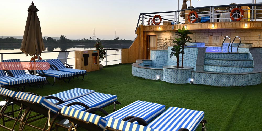 Sun Deck & Pool of MS Nile Treasure Nile Cruise – Trips in Egypt