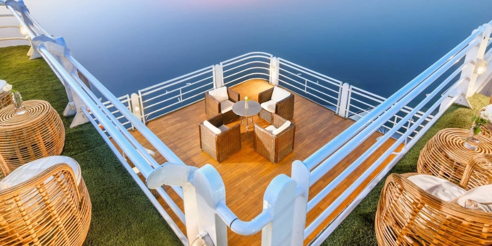 Sun Deck With Swimming Pool of Mövenpick Ms Sun Ray Nile Cruise - Trips in Egypt
