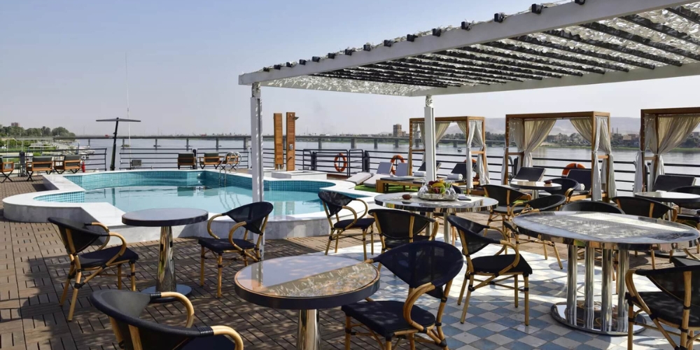 Sun Deck With Swimming Pool of Ms Mayfair Nile Cruise - Trips in Egypt