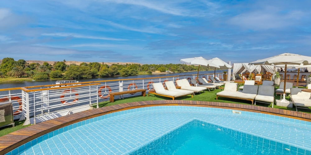 Swimming Pool of Ms Farah Nile Cruise - Trips in Egypt