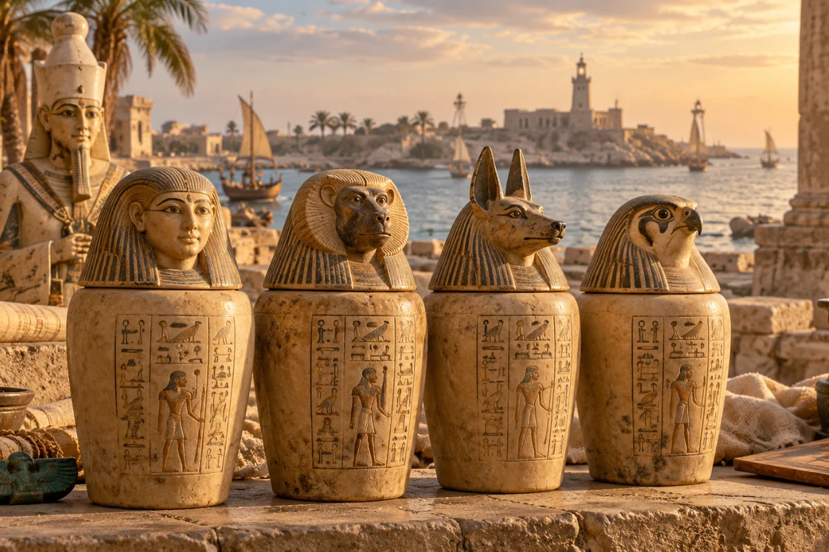 Ancient Egyptian canopic jars near Canopus.webp