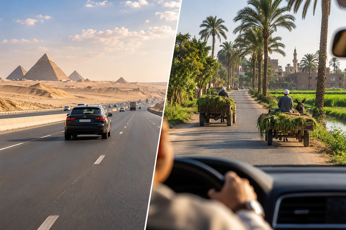 Driving Desert Road or Agricultural Road - Trips in Egypt.webp