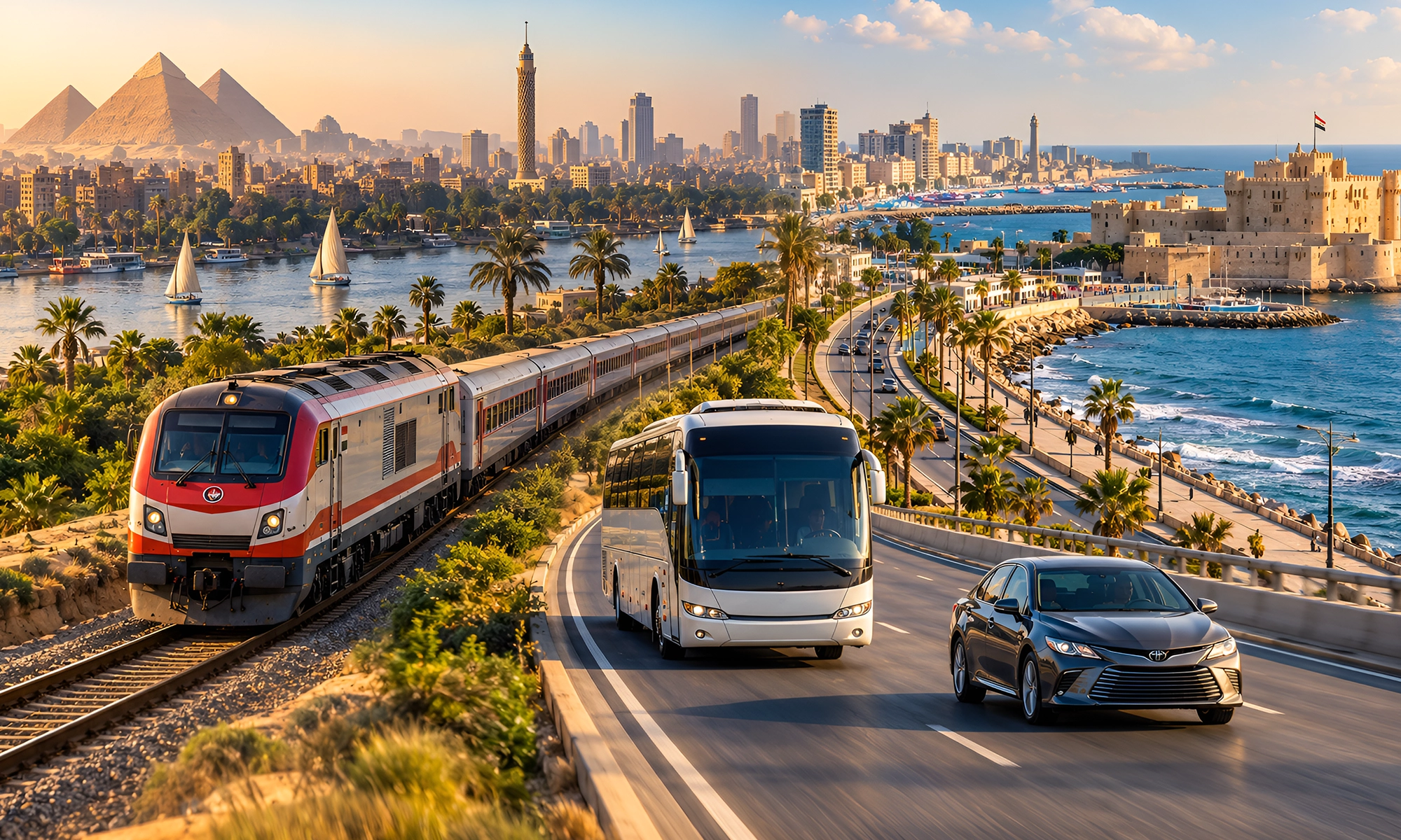 Train, Bus, Car & Travel Time From Cairo to Alexandria
